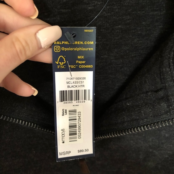 Polo Ralph Lauren Charcoal Half Zip, NWT - Picture 5 of 5